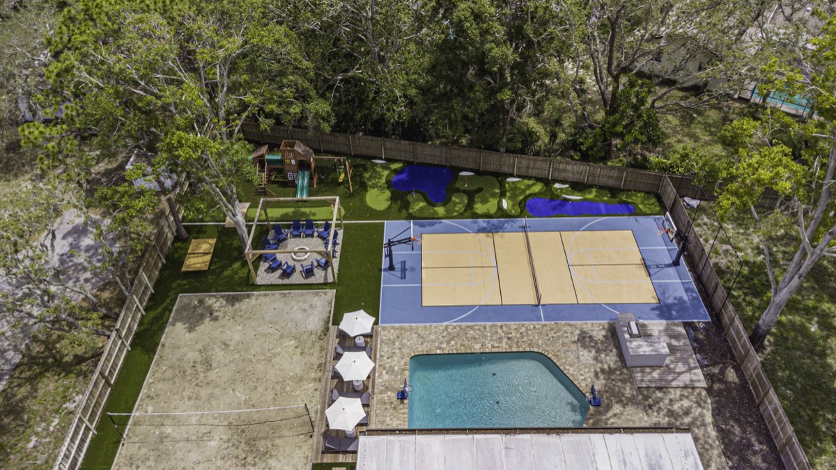 Aerial backyard before