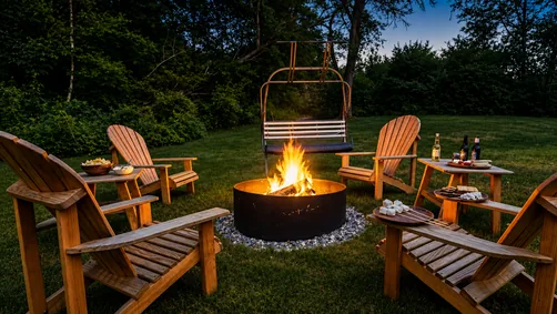 Fire pit gathering at night