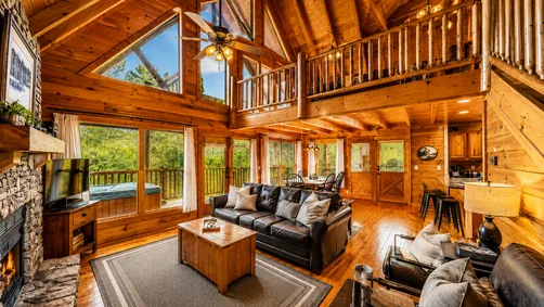 Great room with wall of windows