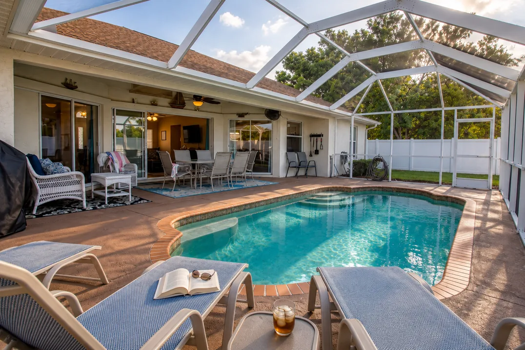 Lanai pool in golden evening light