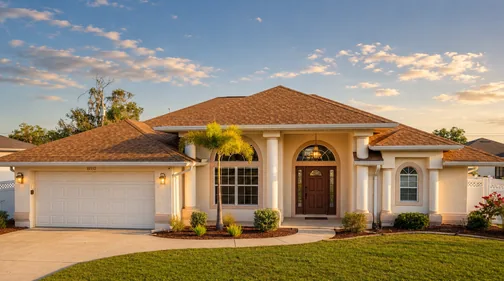 Front exterior at golden hour