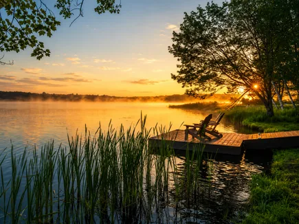 Sunset over the lake from the dock