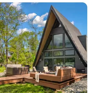 A-frame exterior in daylight