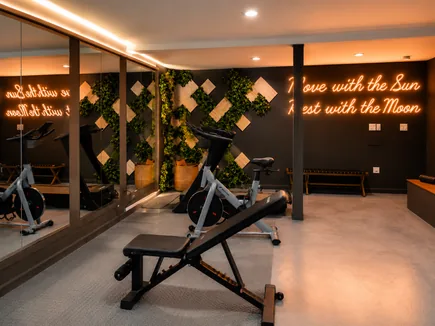 Wellness gym with neon sign