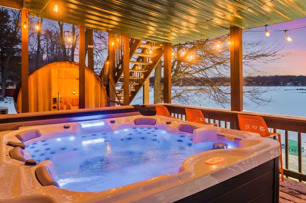Hot tub with lake view